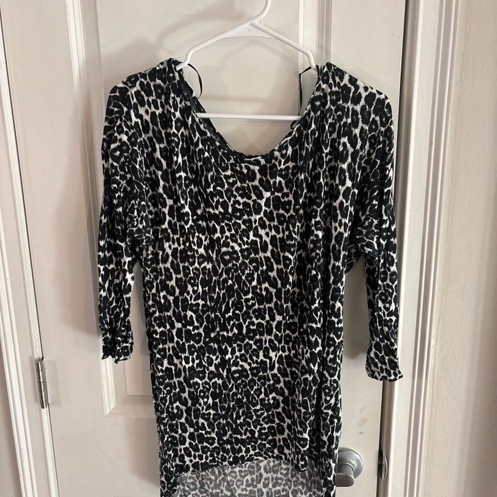 H&M Black and White Animal Print Blouse Size 12